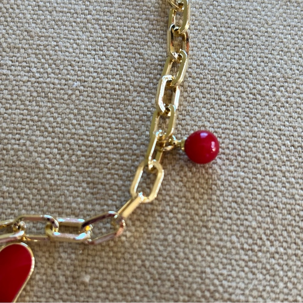 ♥️ Enamel Heart Charm Bracelet with Beads - 18k Gold Plated - Picture 4 of 6